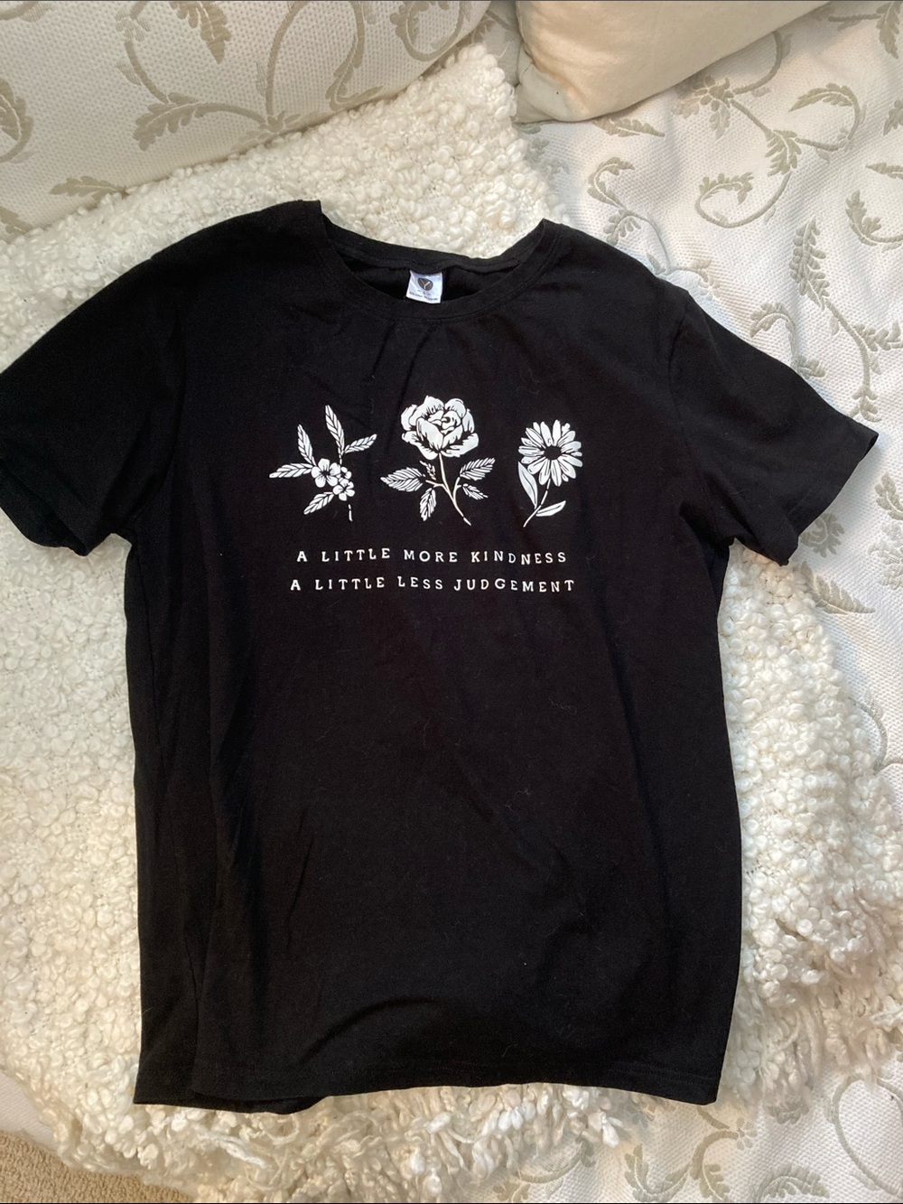NWOT black t shirt size L with thoughtful graphic